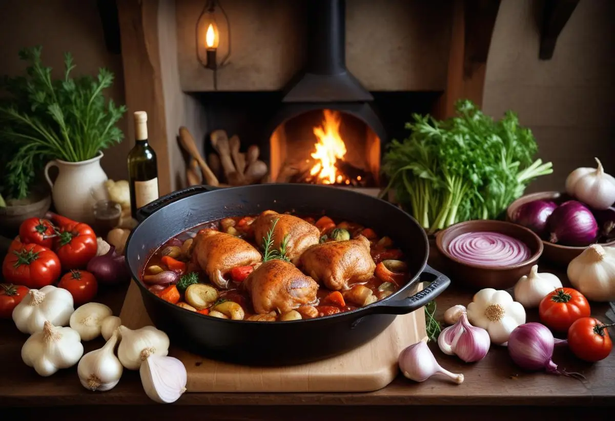 En smakfull resa med coq au vin illustration