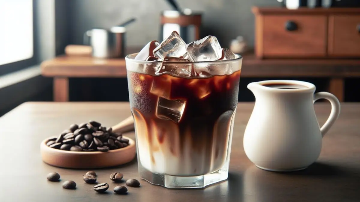 Iskaffe med is i glas