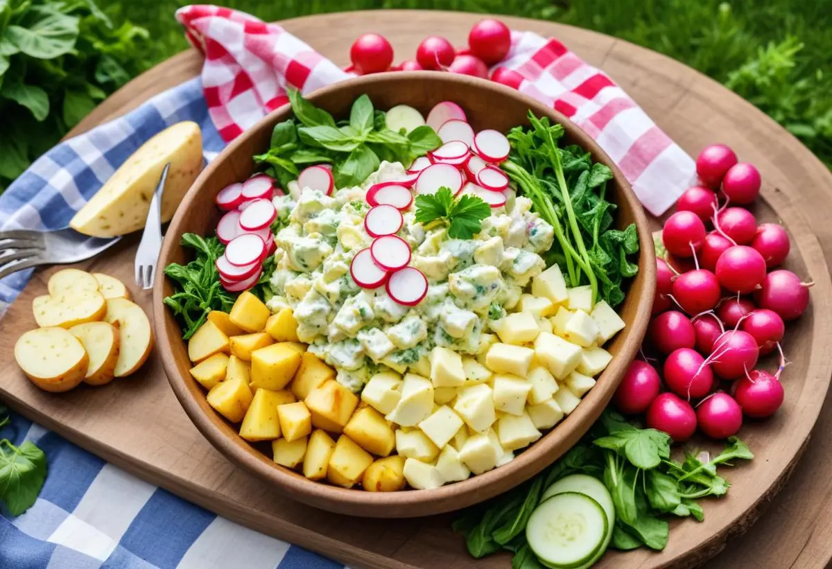 Enkel och fräsch potatissallad med färskpotatis illustration